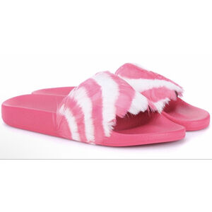 New Valentino Garavani Pink and White Feather Slide Sandals Size 36/6